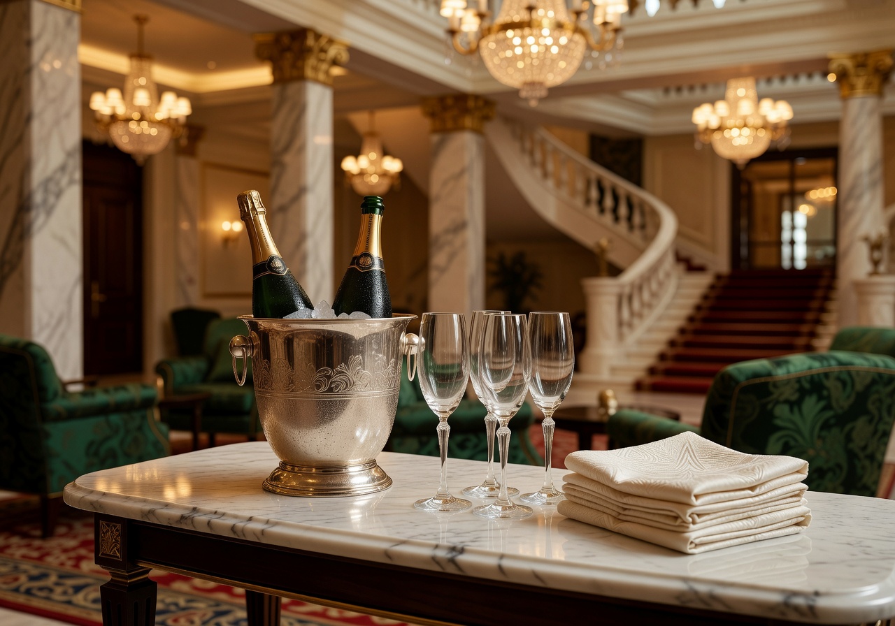 Champagne welcome service luxury hotel