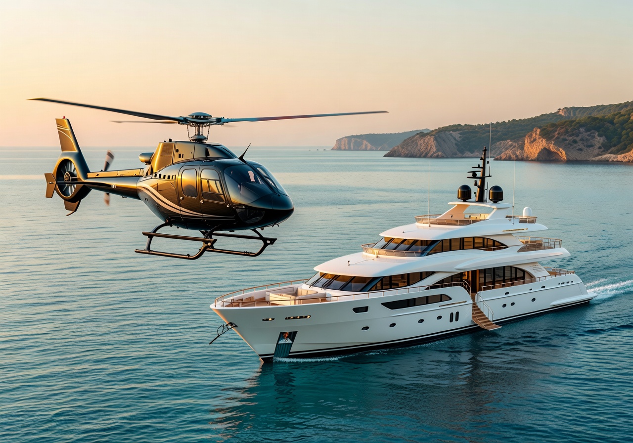 Helicopter and yacht luxury transport experience