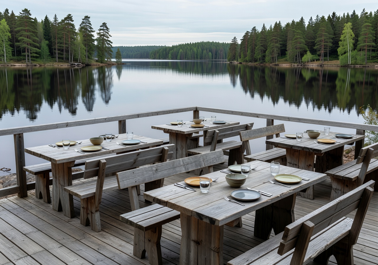 Lakefront dining terrace Finland