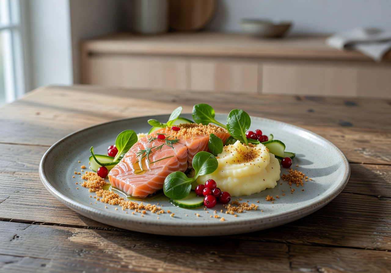 Scandinavian cuisine plated dish