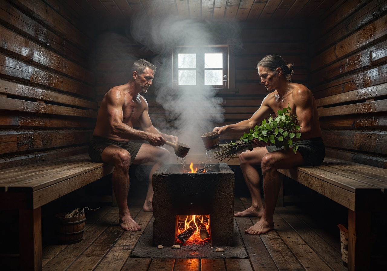 Traditional Finnish wood sauna ritual