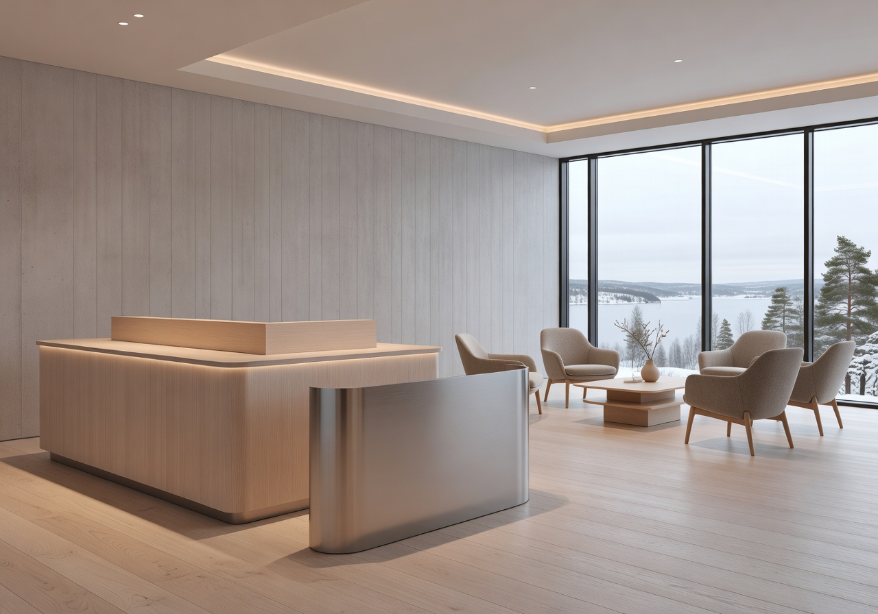 VIP lounge access elegant Nordic interior